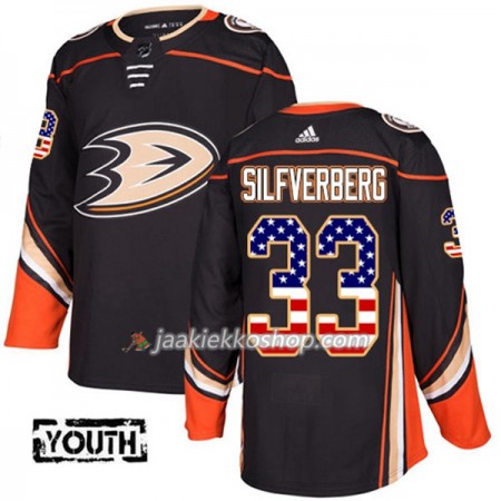 Lapsille NHL Anaheim Ducks Pelipaita Jakob Silfverberg 33 Adidas 2017-2018 Musta USA Flag Fashion Authentic